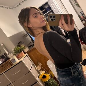 SKIMS Black Long Sleeve Bodysuit